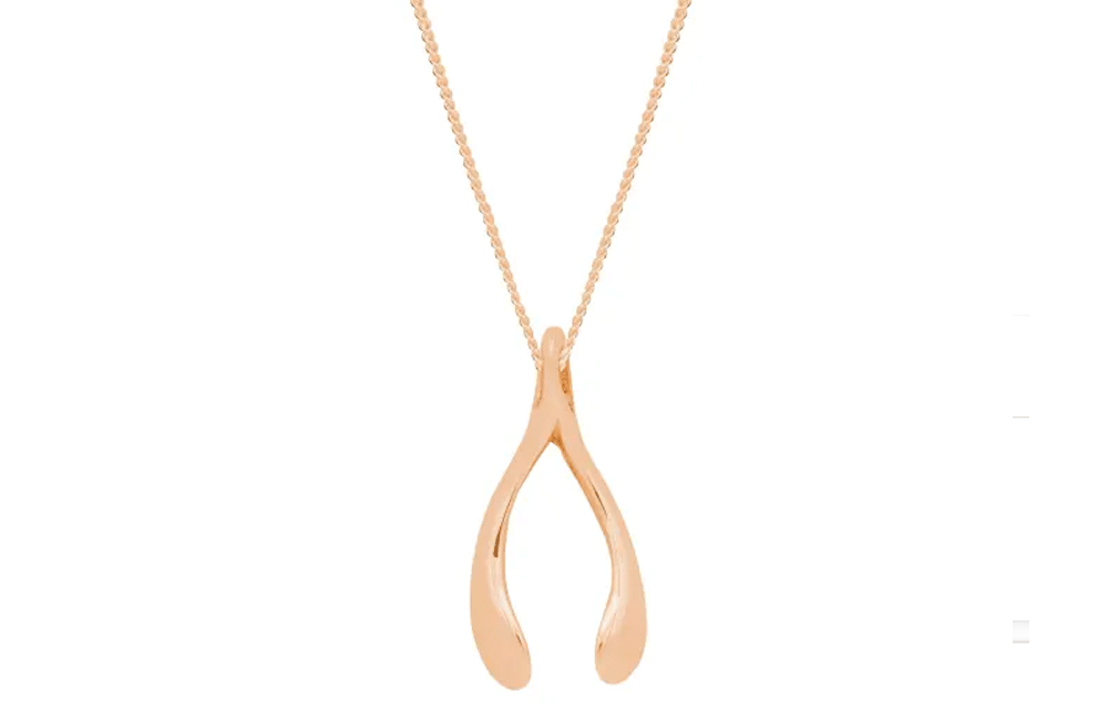 Katie Mullally Tiny Rose Gold Wishbone Necklace