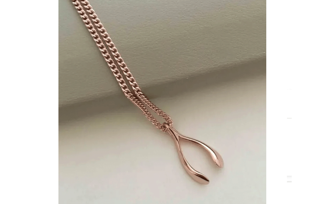 Katie Mullally Tiny Rose Gold Wishbone Necklace