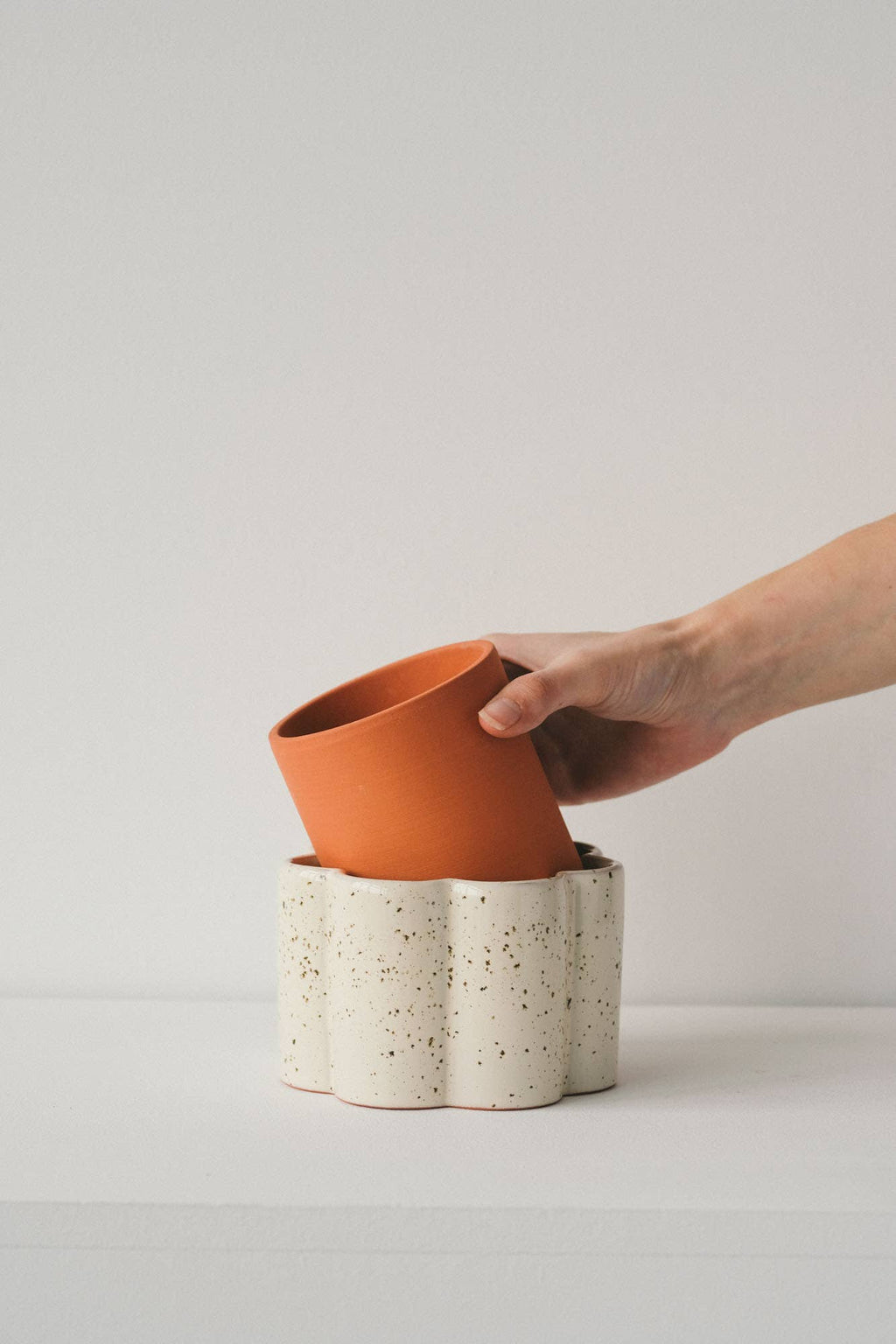 Pepin - Self-Watering Pot Paula - Speckled White