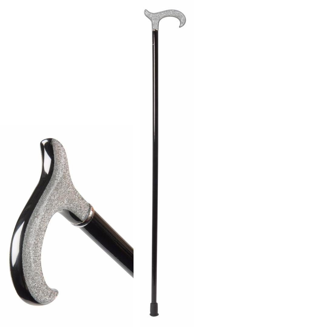 Classic Canes - Ladies Silver Lamé Derby Cane Walking Stick